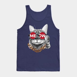 cat wearing meow sunglasses Tank Top